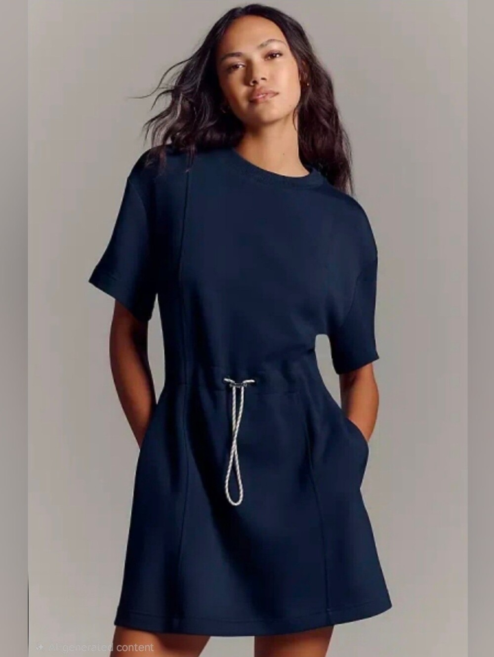 Varley Maple Short-Sleeve Mini Dress in Navy Size XL